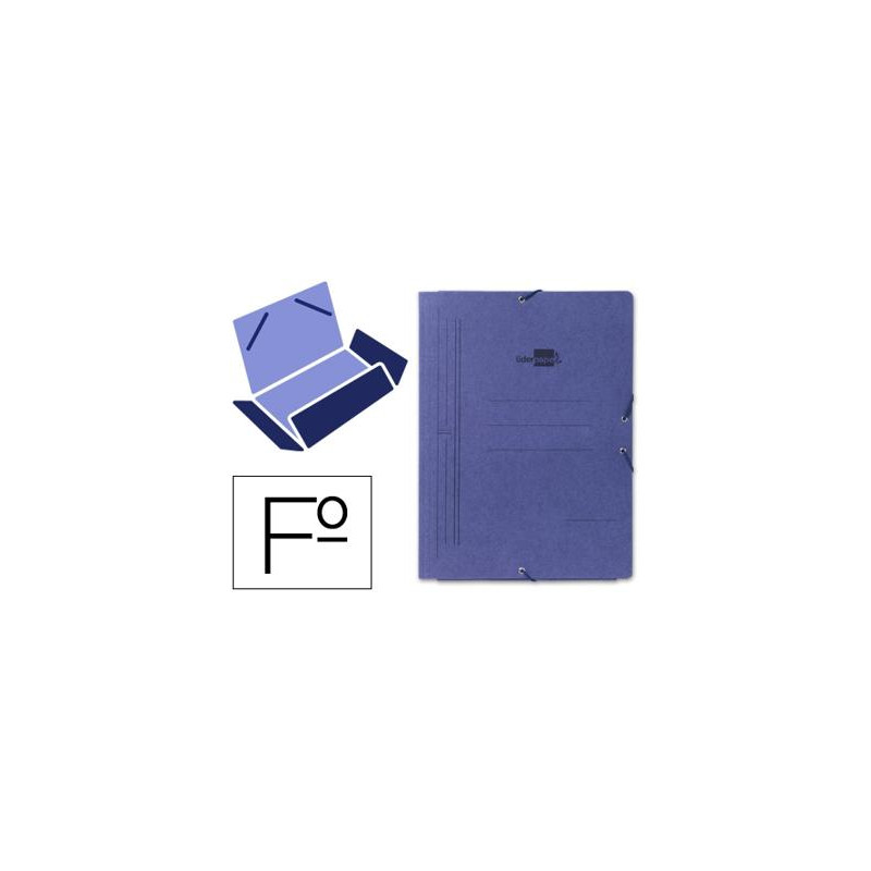 CARPETA LIDERPAPEL GOMAS FOLIO 3 SOLAPAS CARTON PINTADO AZUL