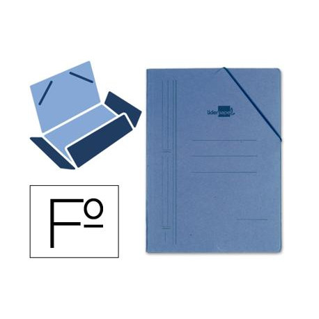 CARPETA LIDERPAPEL GOMAS FOLIO 3 SOLAPAS CARTON COMPACTO AZUL