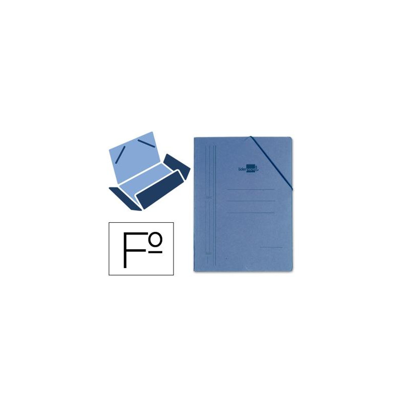 CARPETA LIDERPAPEL GOMAS FOLIO 3 SOLAPAS CARTON COMPACTO AZUL