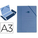 CARPETA LIDERPAPEL GOMAS A3 3 SOLAPAS CARTON PRESPAN AZUL