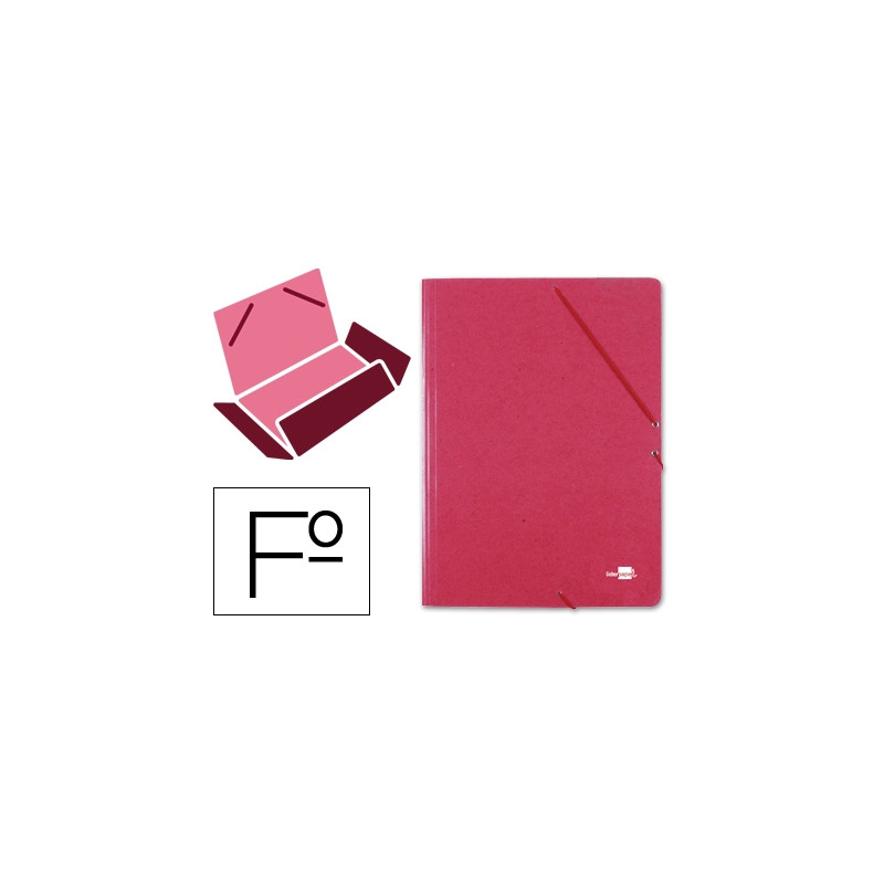 CARPETA LIDERPAPEL GOMAS FOLIO 3 SOLAPAS CARTON PRESPAN ROJA