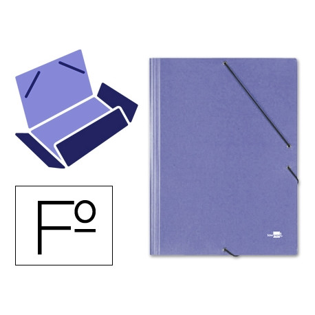 CARPETA LIDERPAPEL GOMAS FOLIO 3 SOLAPAS CARTON SIMIL PRESPAN AZUL