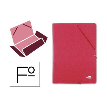 CARPETA LIDERPAPEL GOMAS FOLIO 3 SOLAPAS CARTON SIMIL PRESPAN ROJA