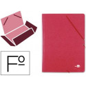 CARPETA LIDERPAPEL GOMAS FOLIO 3 SOLAPAS CARTON SIMIL PRESPAN ROJA