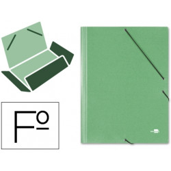 CARPETA LIDERPAPEL GOMAS FOLIO 3 SOLAPAS CARTON SIMIL PRESPAN VERDE