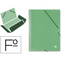 CARPETA LIDERPAPEL GOMAS FOLIO 3 SOLAPAS CARTON SIMIL PRESPAN VERDE