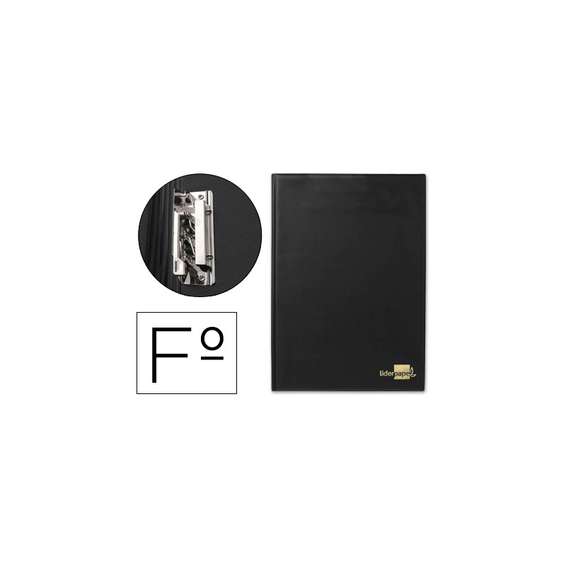 CARPETA LIDERPAPEL MINICLIP LATERAL FOLIO PLASTICO NEGRO