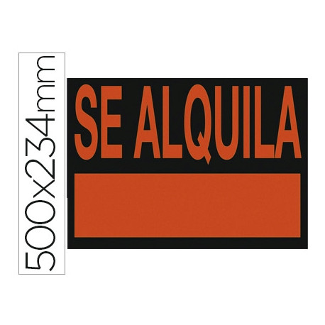 CARTEL PLASTICO ARCHIVO 2000 "SE ALQUILA" ROJO FLUORESCENTE 500X234 MM