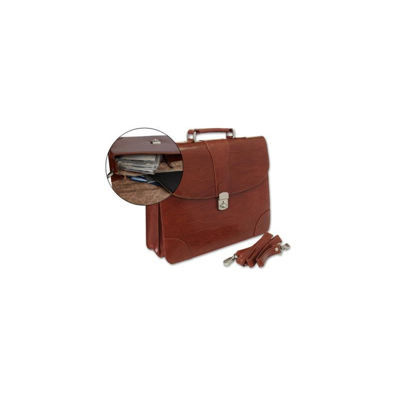 CARTERA PORTADOCUMENTOS Q-CONNECT KF02610 CON CORREA Y DPTOS INTERIORES MARRON