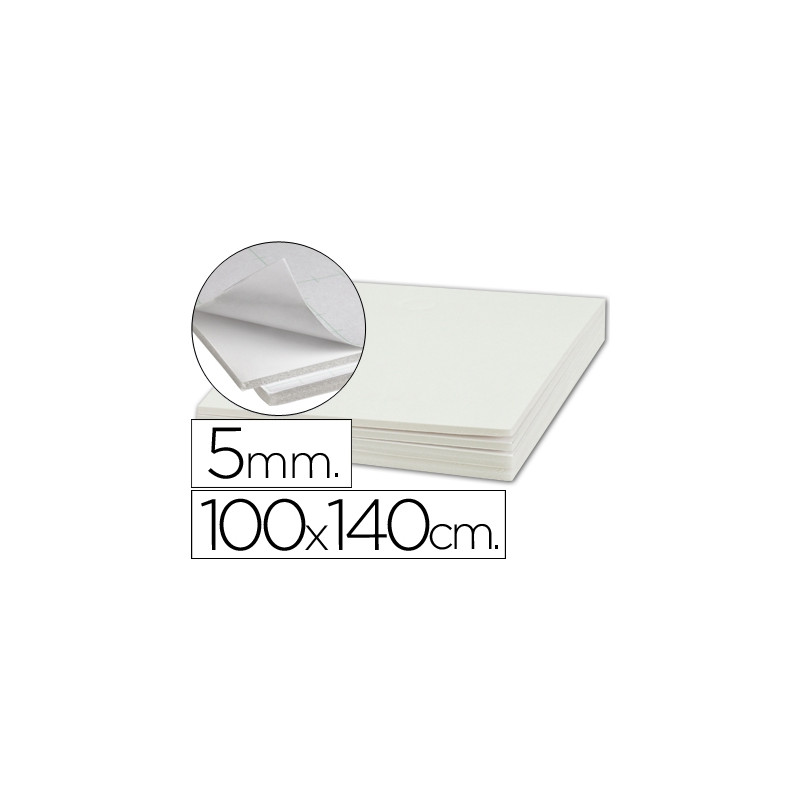 CARTON PLUMA LIDERPAPEL BLANCO ADHESIVO 1 CARA 100X140 CM ESPESOR 5 MM