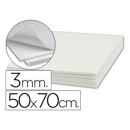 CARTON PLUMA LIDERPAPEL BLANCO ADHESIVO 1 CARA 50X70 CM ESPESOR 3 MM