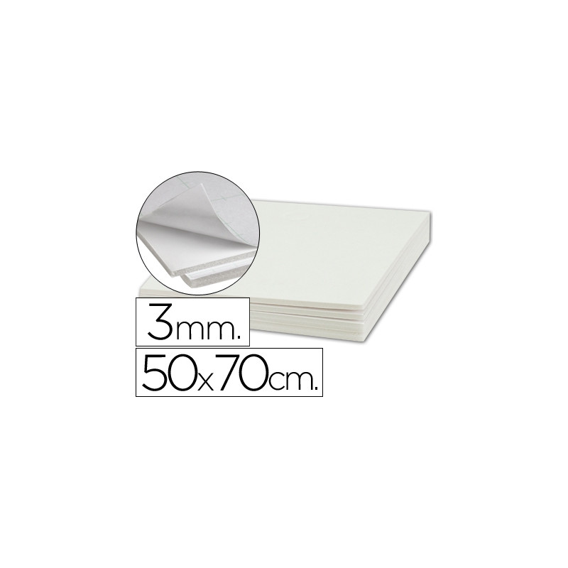 CARTON PLUMA LIDERPAPEL BLANCO ADHESIVO 1 CARA 50X70 CM ESPESOR 3 MM