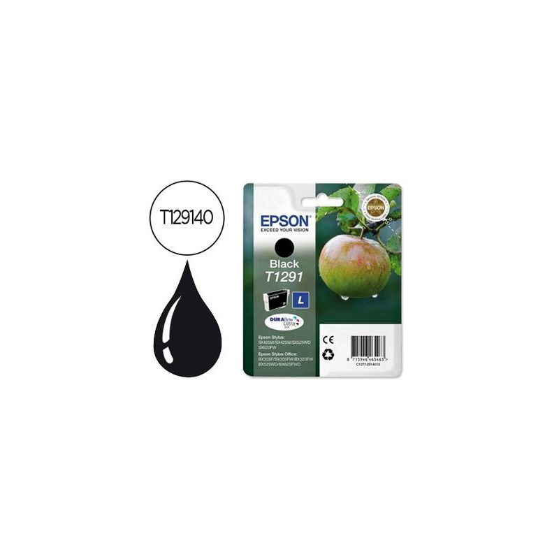 INK-JET EPSON STYLUS T1291 NEGRO SX420W / 425W / OFFICE BX305F / BX320F -ALTA CAPACIDAD-