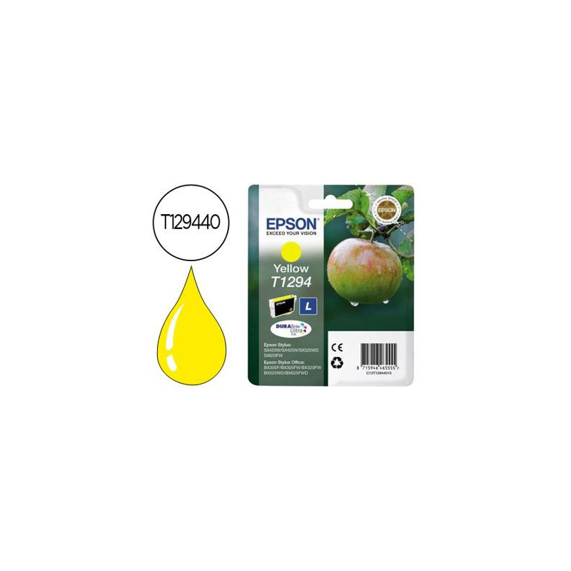 INK-JET EPSON STYLUS T1294 AMARILLO SX420W / 425W / OFFICE BX305F / BX320F -ALTA CAPACIDAD-