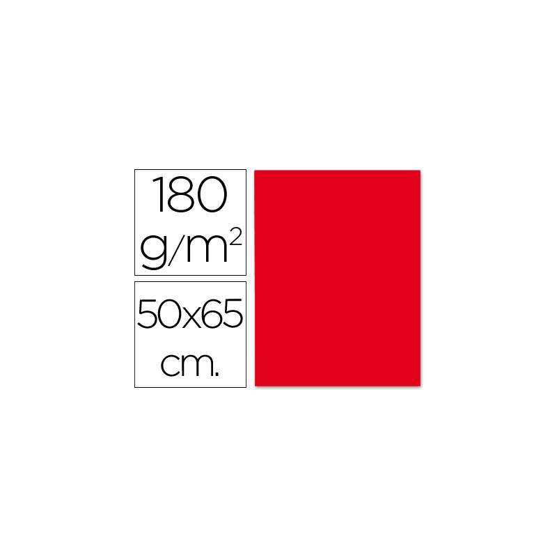 CARTULINA LIDERPAPEL 50X65 CM 180G/M2 ROJO NAVIDAD