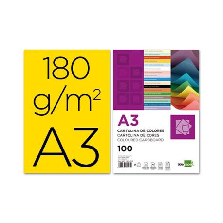 CARTULINA LIDERPAPEL A3 180G/M2 AMARILLO 