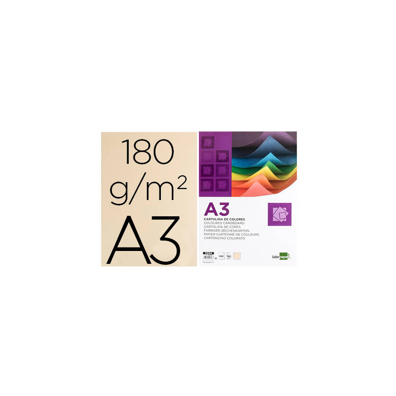 CARTULINA LIDERPAPEL A3 180G/M2 CREMA