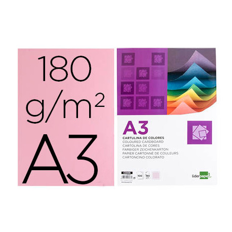 CARTULINA LIDERPAPEL A3 180G/M2 ROSA