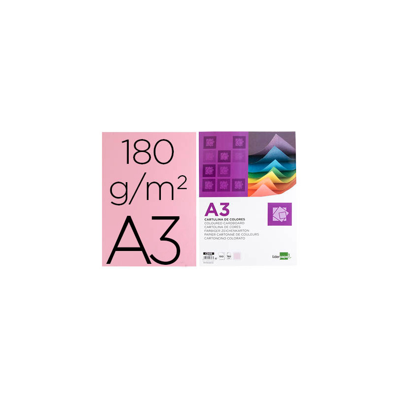 CARTULINA LIDERPAPEL A3 180G/M2 ROSA