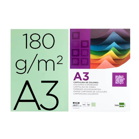 CARTULINA LIDERPAPEL A3 180G/M2 VERDE