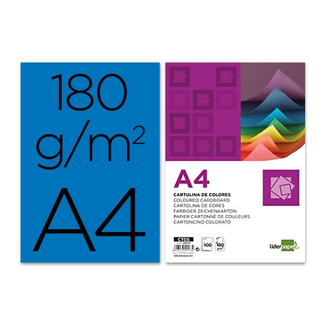 CARTULINA LIDERPAPEL A4 180G/M2 AZUL