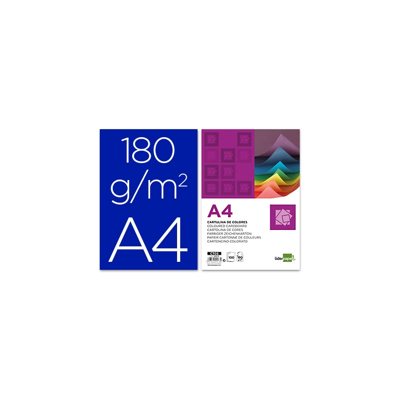 CARTULINA LIDERPAPEL A4 180G/M2 AZUL ULTRAMAR