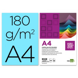 CARTULINA LIDERPAPEL A4 180G/M2 CELESTE