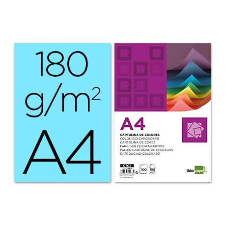 CARTULINA LIDERPAPEL A4 180G/M2 CELESTE