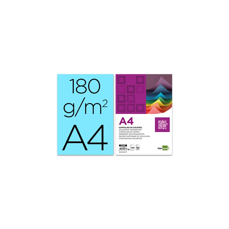 CARTULINA LIDERPAPEL A4 180G/M2 CELESTE