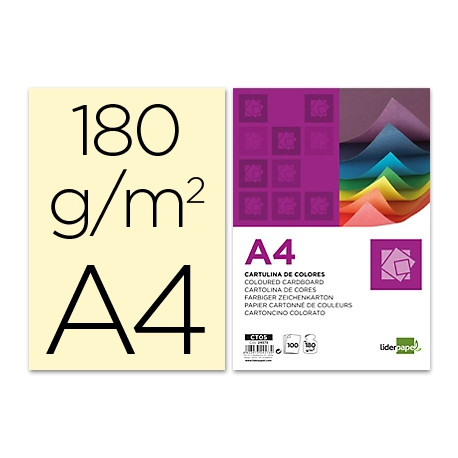 CARTULINA LIDERPAPEL A4 180G/M2 CREMA