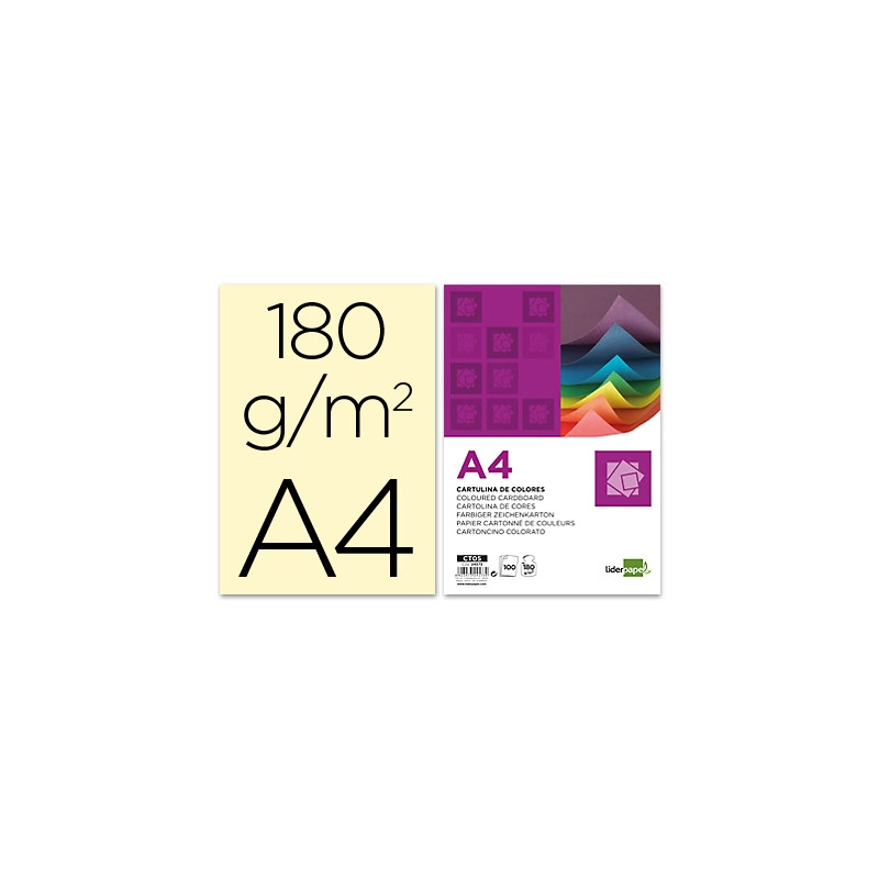 CARTULINA LIDERPAPEL A4 180G/M2 CREMA