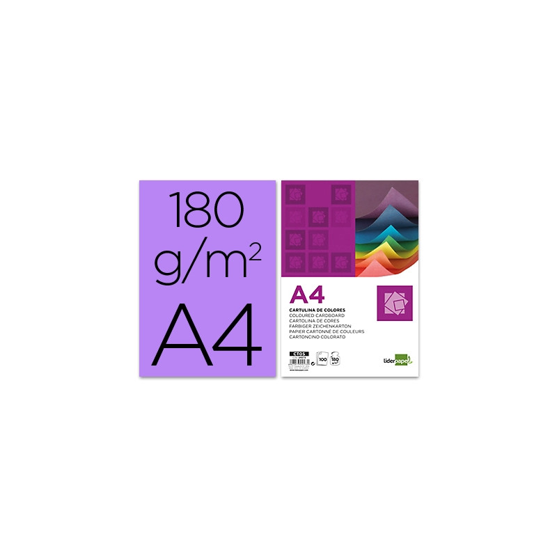 CARTULINA LIDERPAPEL A4 180G/M2 LILA