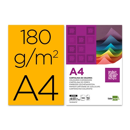 CARTULINA LIDERPAPEL A4 180G/M2 NARANJA FUERTE