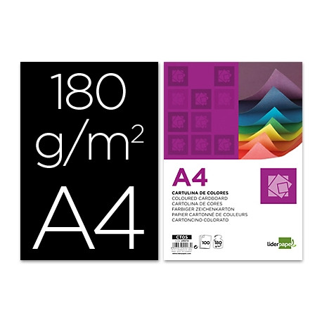 CARTULINA LIDERPAPEL A4 180G/M2 NEGRO