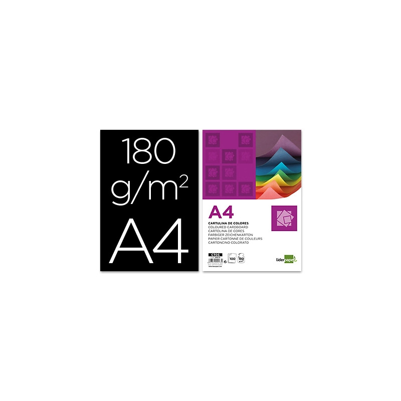 CARTULINA LIDERPAPEL A4 180G/M2 NEGRO