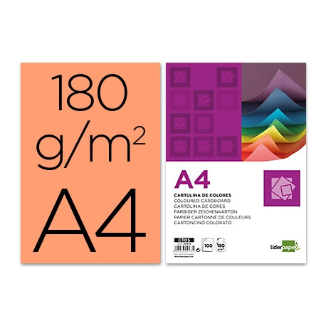 CARTULINA LIDERPAPEL A4 180G/M2 SALMON