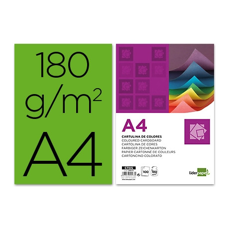 CARTULINA LIDERPAPEL A4 180G/M2 VERDE