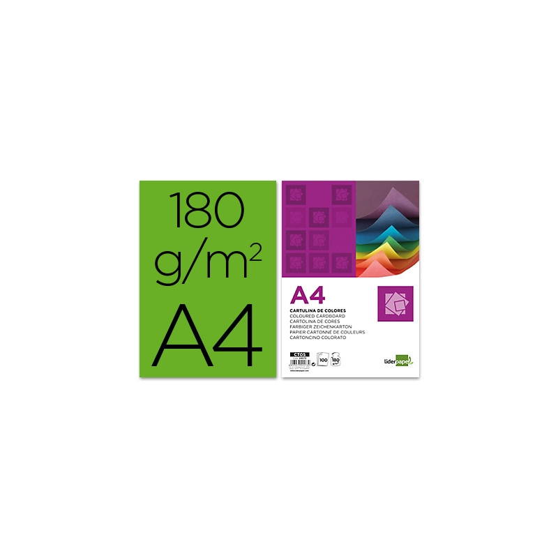 CARTULINA LIDERPAPEL A4 180G/M2 VERDE