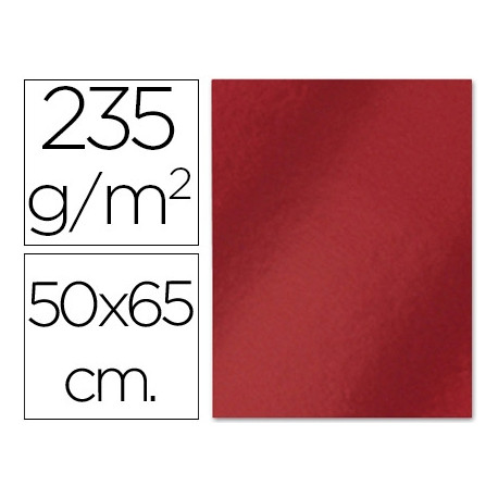 CARTULINA LIDERPAPEL 50X65 CM 235G/M2 METALIZADA ROJO