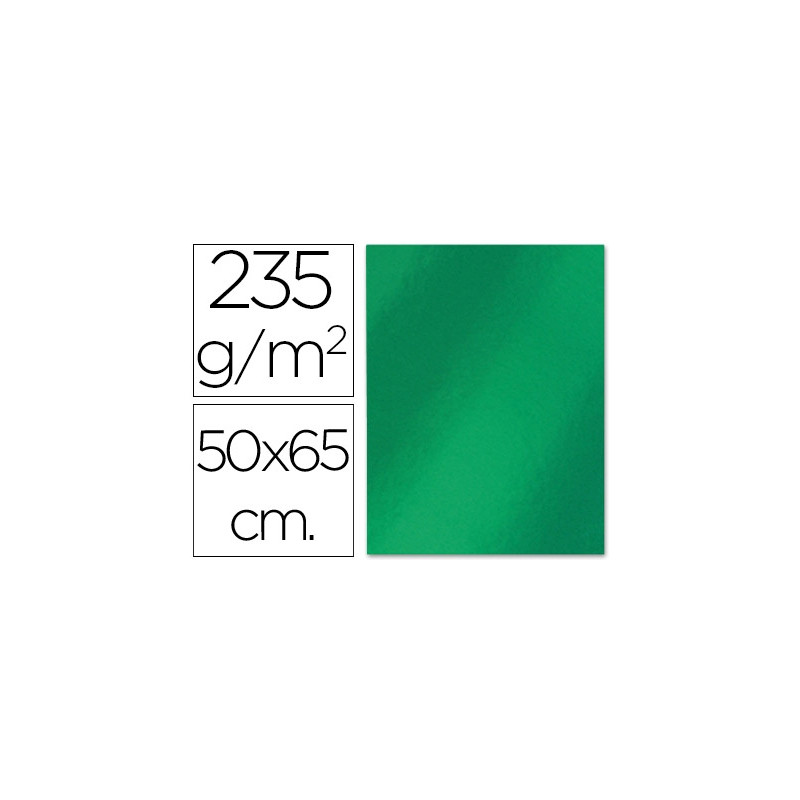 CARTULINA LIDERPAPEL 50X65 CM 235G/M2 METALIZADA VERDE