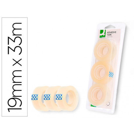 CINTA ADHESIVA Q-CONNECT 33 MT X 19 MM BLISTER DE 3 UNIDADES