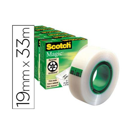 CINTA ADHESIVA SCOTCH MAGIC INVISIBLE 33 MT X 19 MM PACK DE 6 UNIDADES