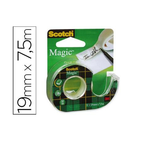 CINTA ADHESIVA SCOTCH MAGIC INVISIBLE 7,5 MT X 19 MM EN PORTARROLLO