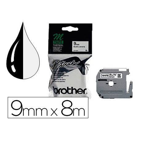 CINTA BROTHER MK-221 BLANCO-NEGRO 9MM LONGITUD 8 MT