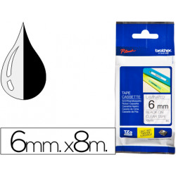 CINTA BROTHER TZE111 TRANSPARENTE-NEGRO 6MM LONGITUD 8 MT