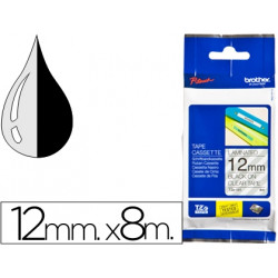 CINTA BROTHER TZE131 TRANSPARENTE-NEGRO 12MM LONGITUD 8 MT