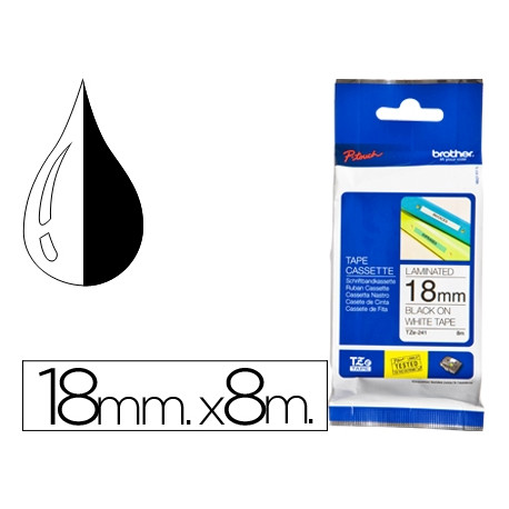 CINTA BROTHER TZE241 BLANCO-NEGRO 18MM LONGITUD 8 MT