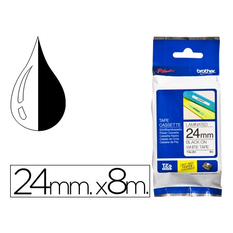 CINTA BROTHER TZE-251 BLANCO-NEGRO 24MM LONGITUD 8 MT