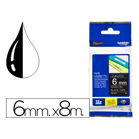 CINTA BROTHER TZE315 NEGRO-BLANCO 6MM LONGITUD 8MT