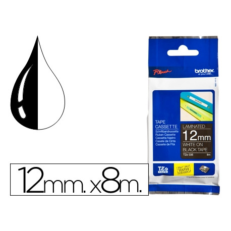 CINTA BROTHER TZE335 NEGRO-BLANCO 12MM LONGITUD 8MTS